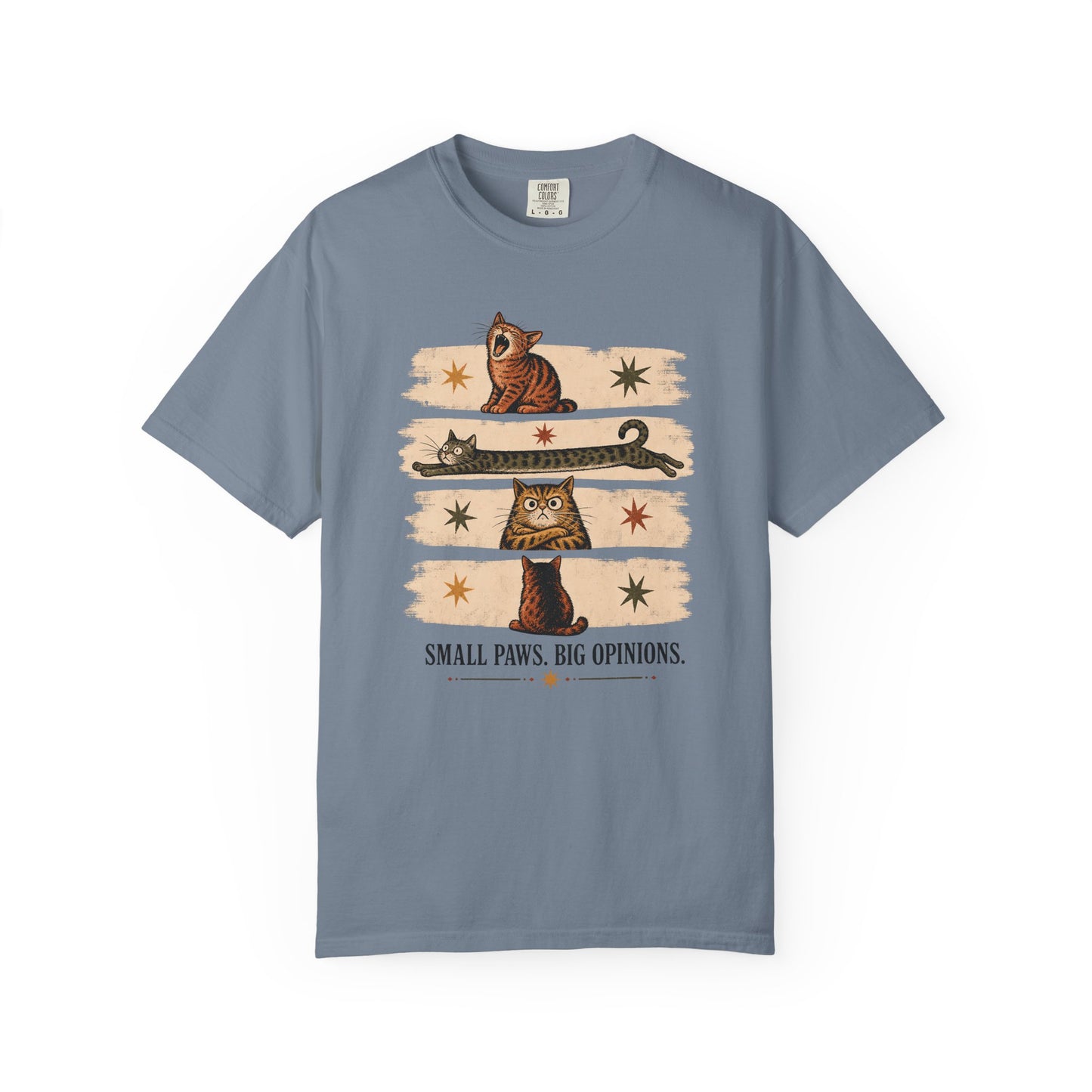 Cat T-Shirt — "Small Paws, Big Opinions" Graphic Tee