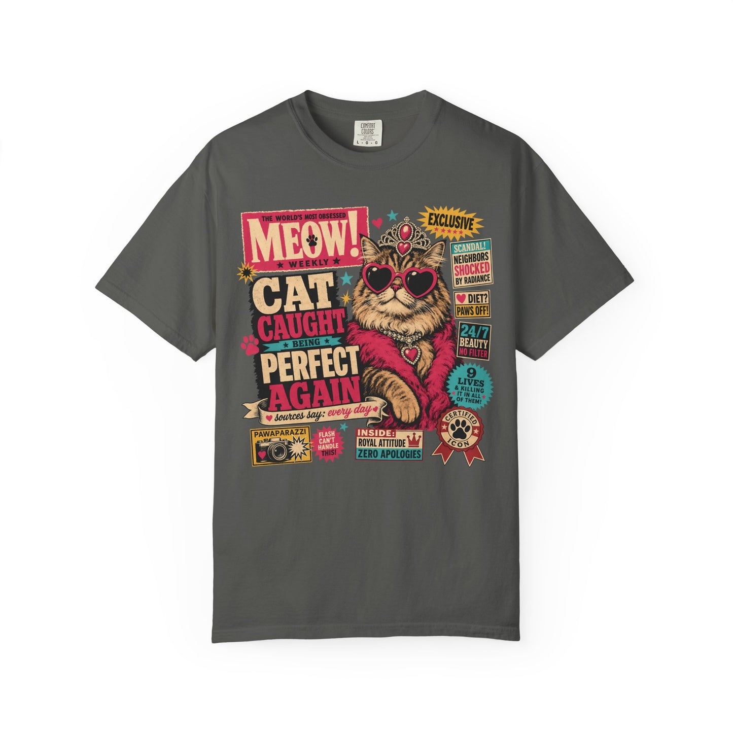 Cat Caught Perfect Again T-Shirt — Retro Pop Cat Graphic Tee