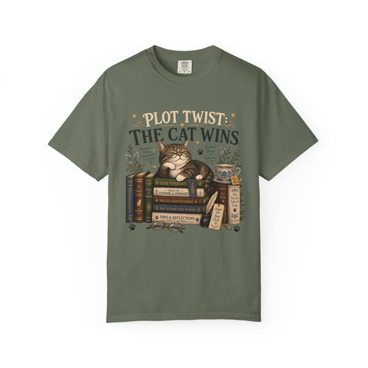 Plot Twist: The Cat Wins — Vintage Bookish T-Shirt