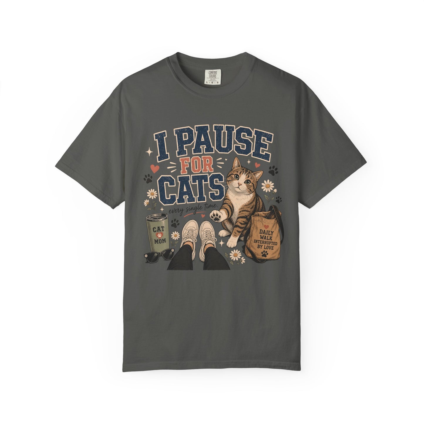 I Pause For Cats T-Shirt – Cute Cat Lover Graphic Tee