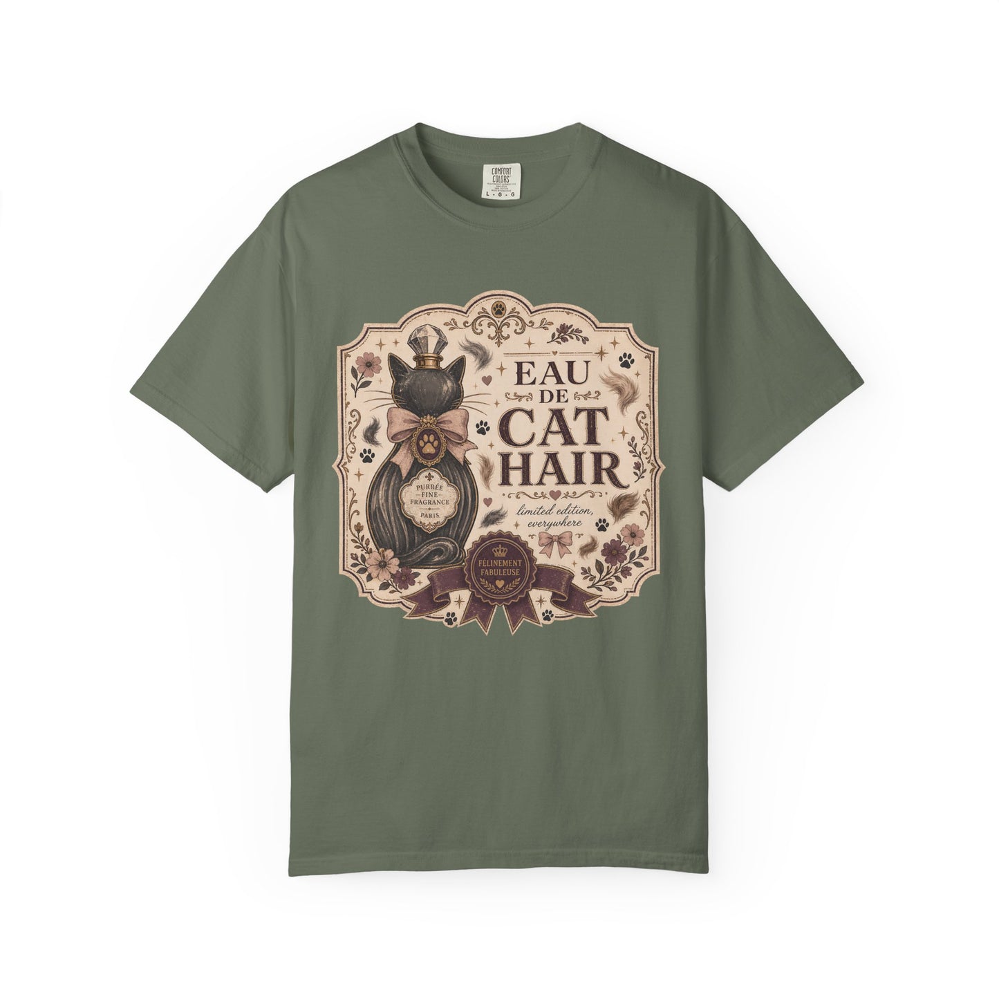Cat Hair Perfume Vintage Tee — “Eau de Cat Hair” Graphic T-Shirt for Cat Lovers
