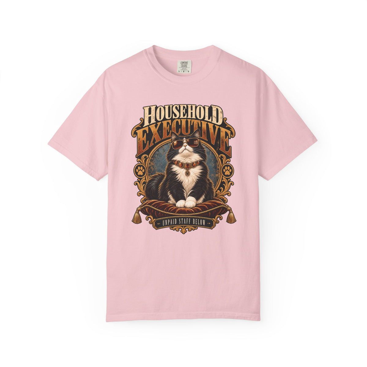 Household Executive Cat T-Shirt — Vintage Pet Portrait Tee