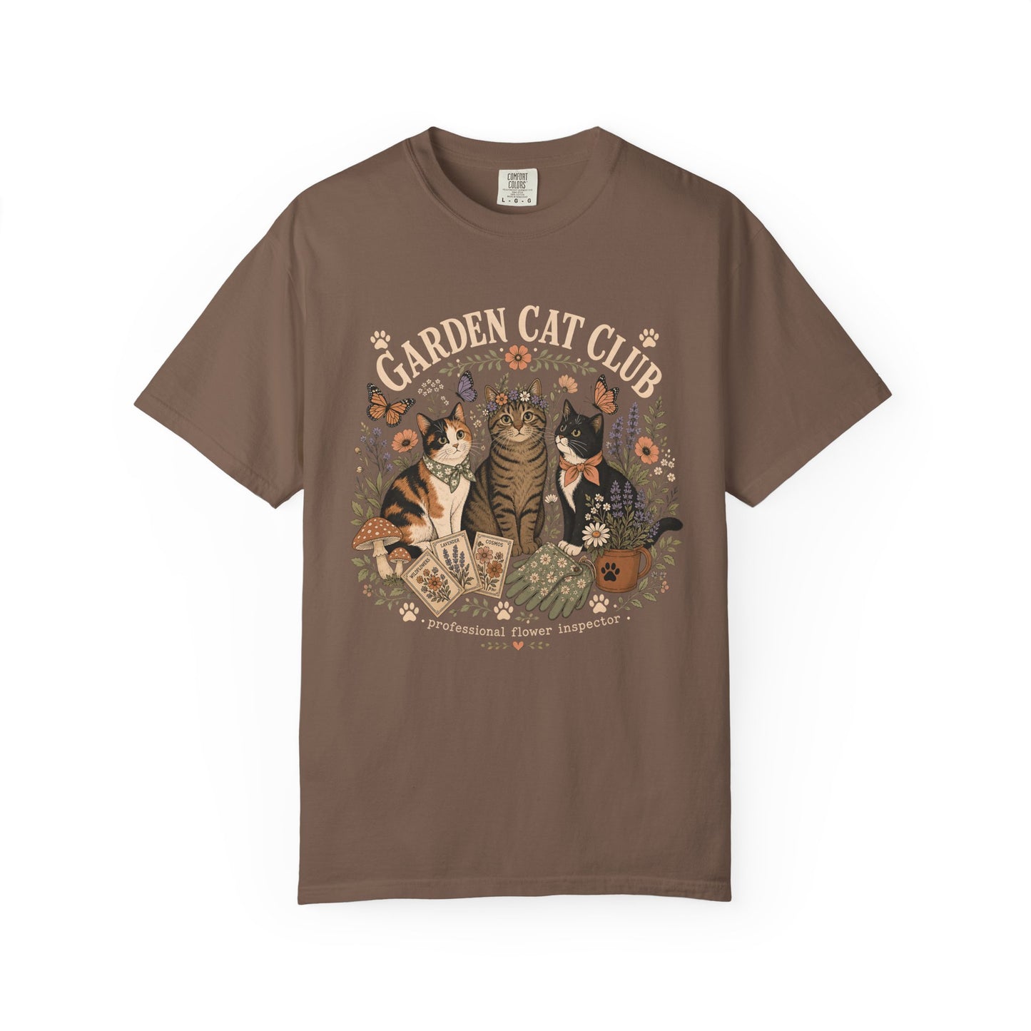 Garden Cat Club T-Shirt — Floral Cat Lovers Tee