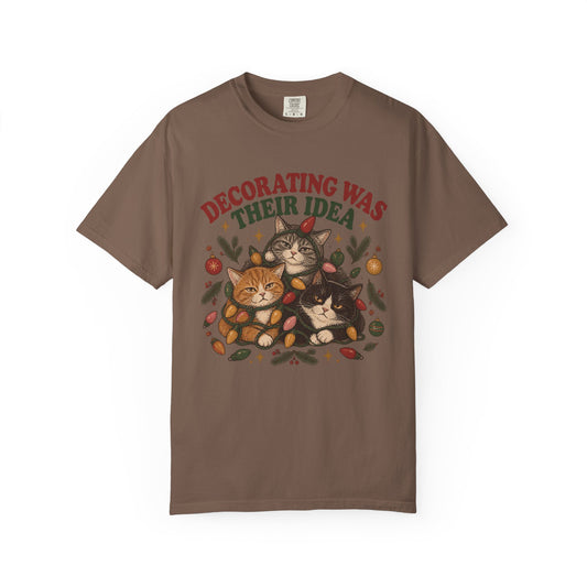 Decorating Was Their Idea Cat T-Shirt — Christmas Cats Tee
