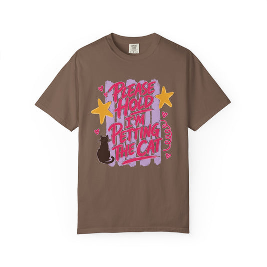 Please Hold I'm Petting the Cat T-Shirt — Cute Cat Lover Tee