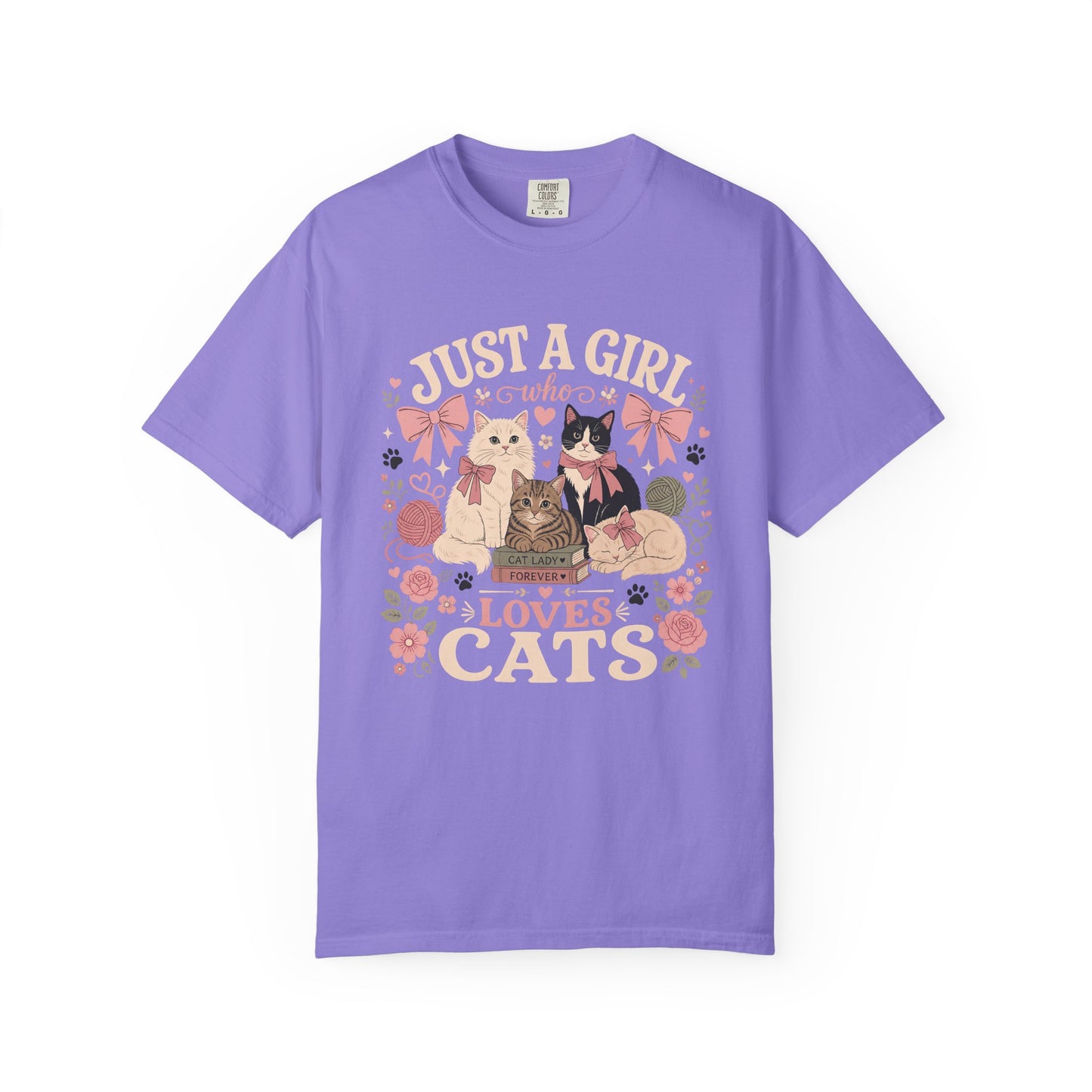 Cat Lover T-Shirt — "Just a Girl Who Loves Cats" Graphic Tee
