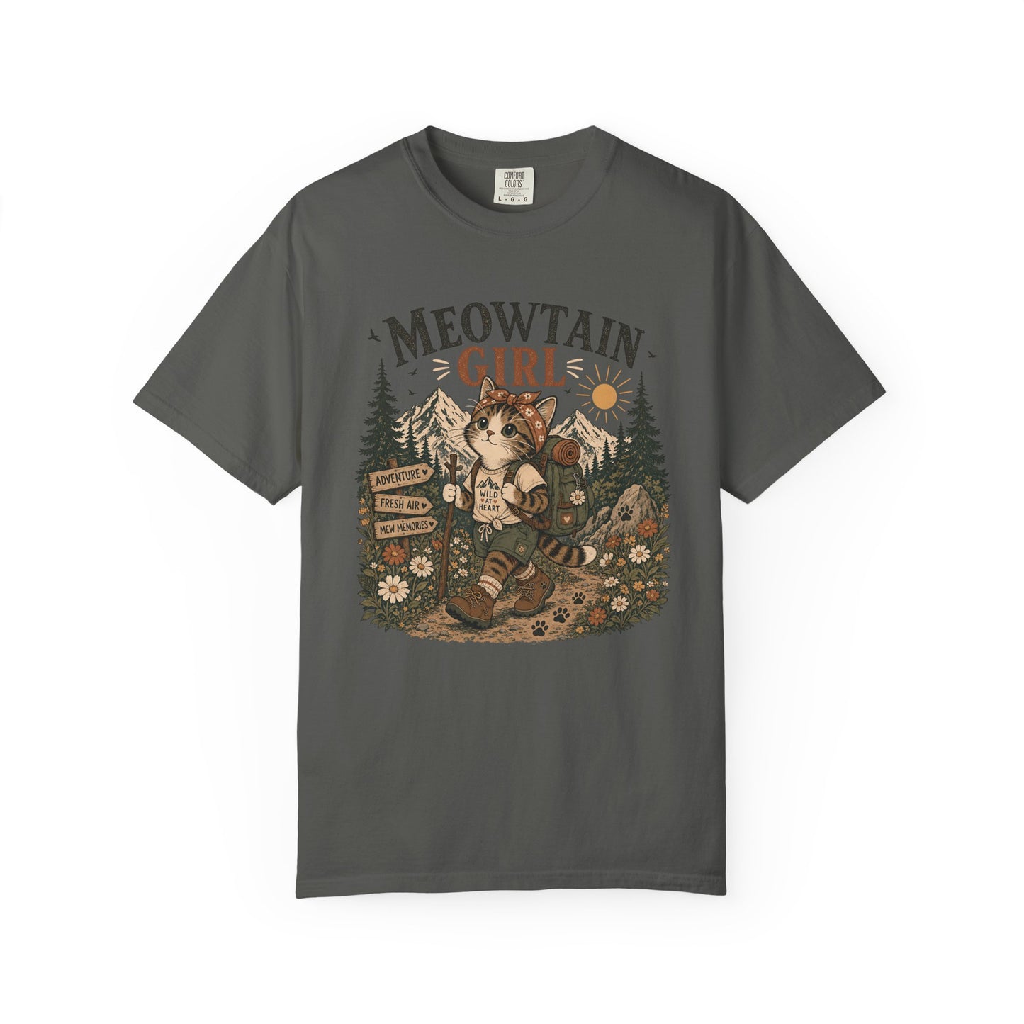 Meowtain Girl T-Shirt — Cute Cat Mountain Graphic Tee