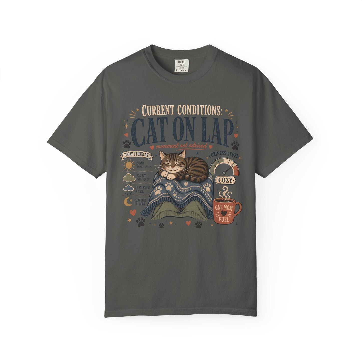 Cat on Lap T‑Shirt — Cozy Cat Nap Graphic Tee