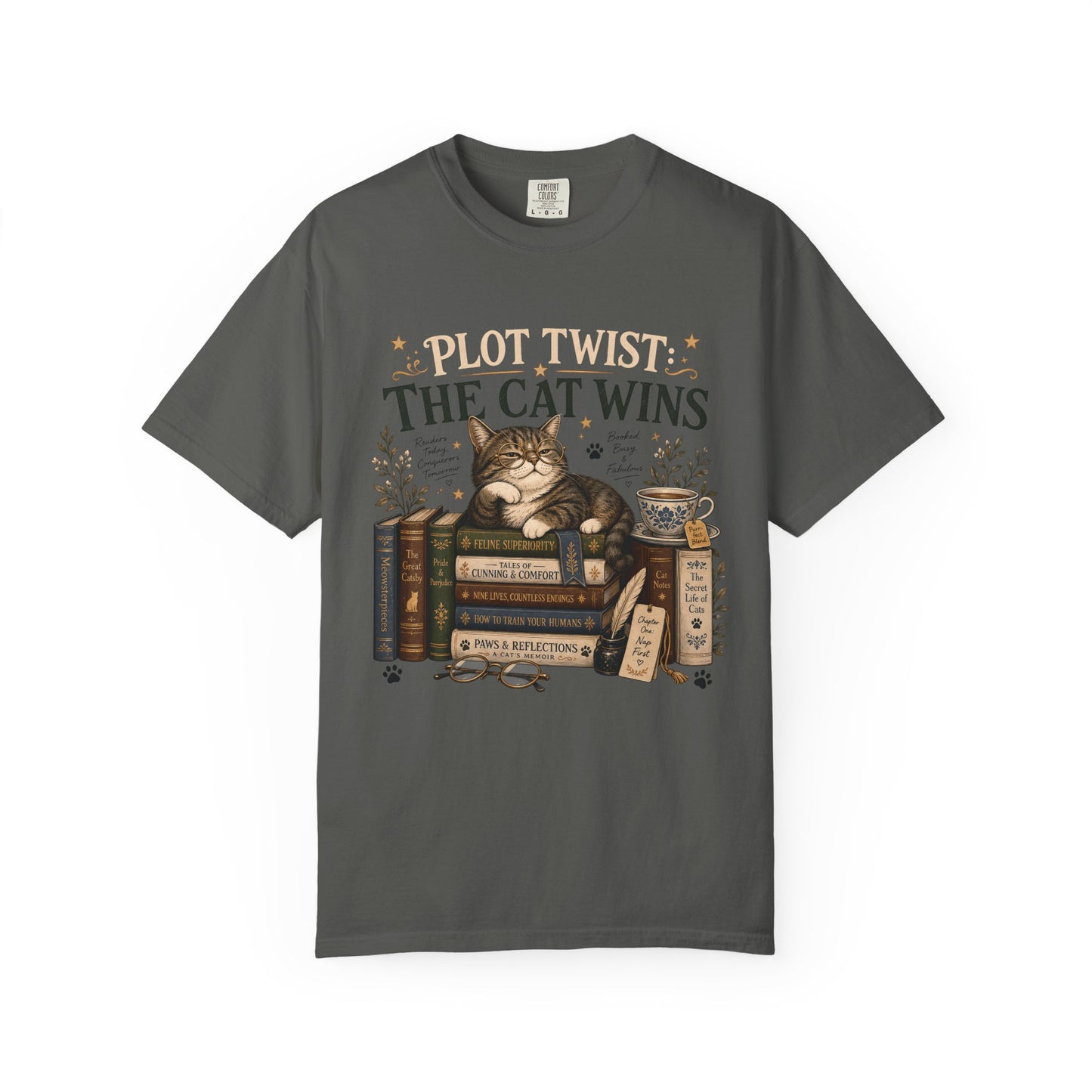 Plot Twist: The Cat Wins — Vintage Bookish T-Shirt