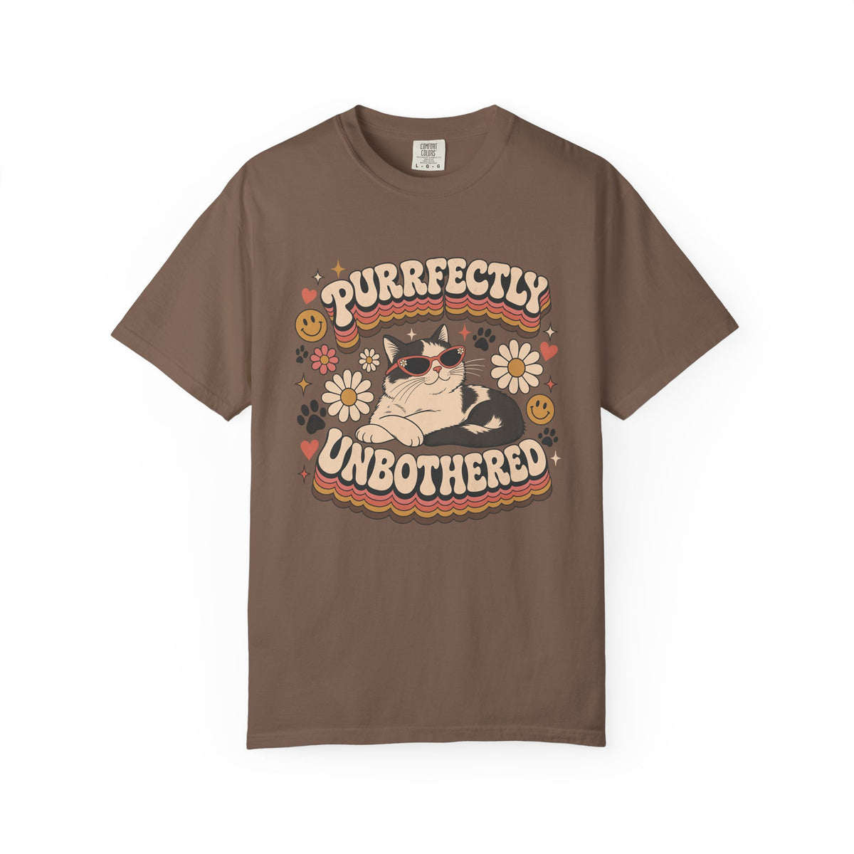 "Purrfectly Unbothered" Retro Cat Graphic Tee