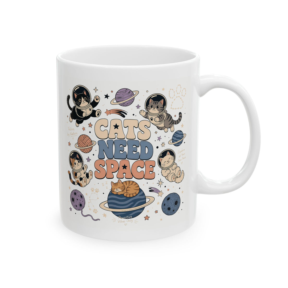 Astro Cats Ceramic Mug — Cute Space Cat Constellation Coffee Cup