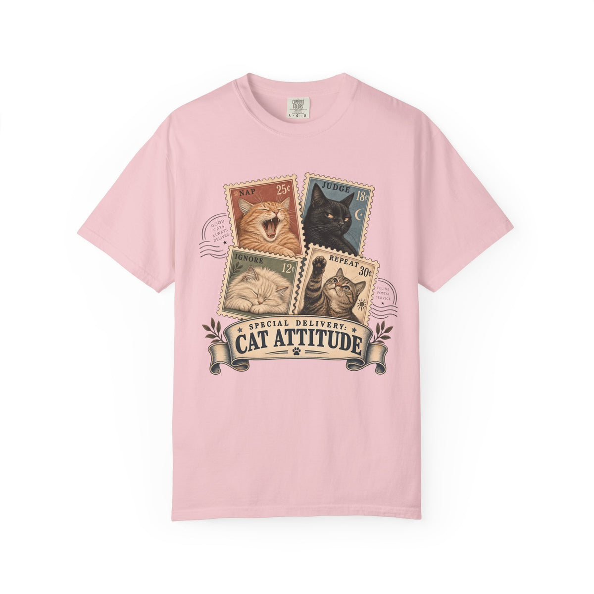 Cat Attitude Vintage Stamp Tee