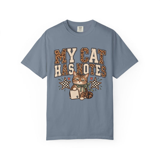 My Cat Has Notes Funny Cat T-Shirt — Leopard Print Retro Cat Graphic