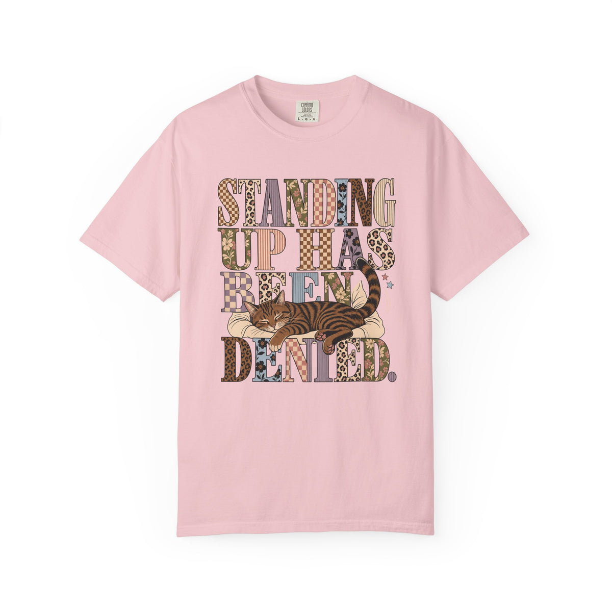 Standing Up Has Been Denied T-Shirt — Retro Floral Typography Tee