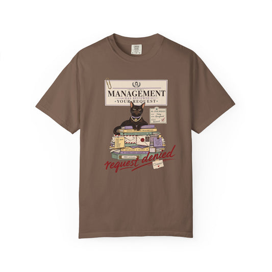Management Cat T-Shirt — "Request Denied" Vintage Graphic Tee