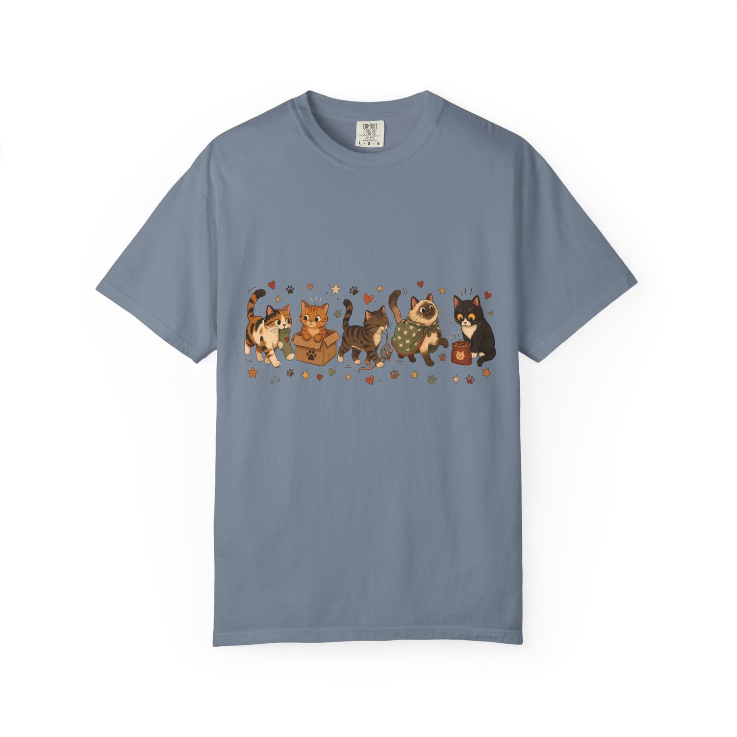 Calico Cats Row T-Shirt — Vintage Kitty Illustration Tee
