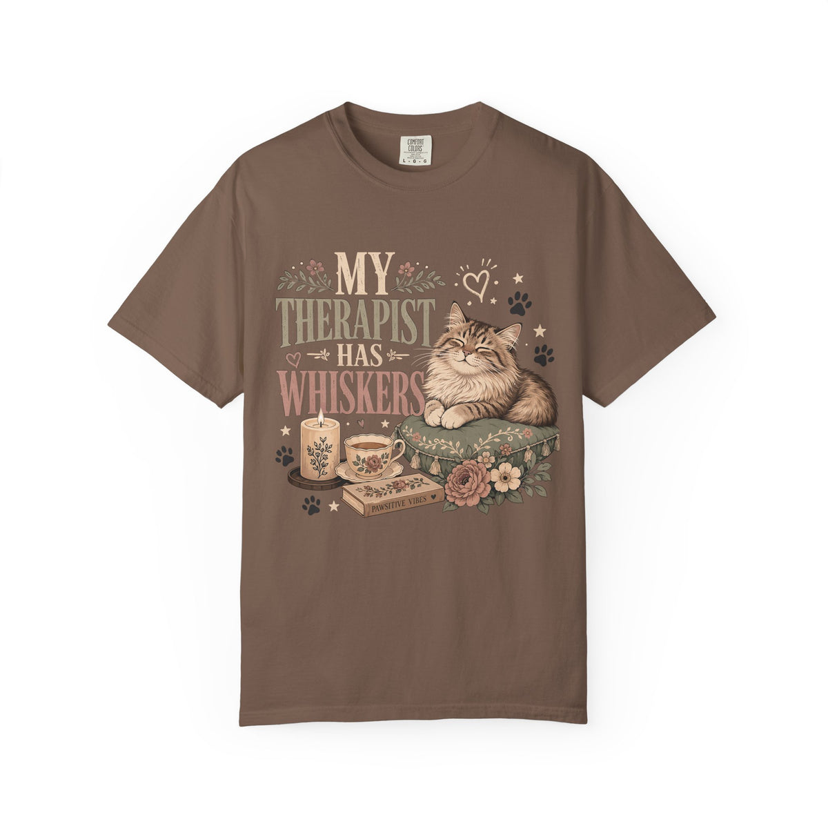 Cat Therapist T-Shirt — “My Therapist Has Whiskers” Cute Cat Lover Tee