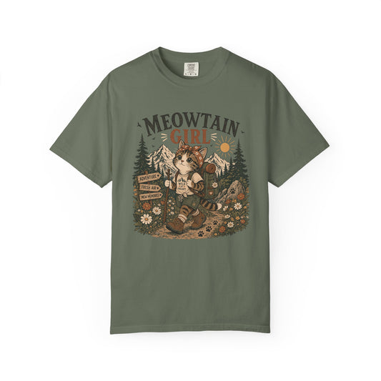 Meowtain Girl T-Shirt — Cute Cat Mountain Graphic Tee