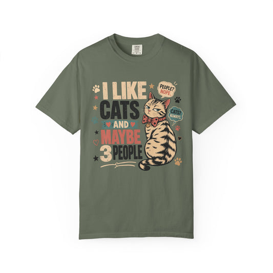 I Like Cats and Maybe 3 People T-Shirt — Funny Cat Lover Graphic Tee