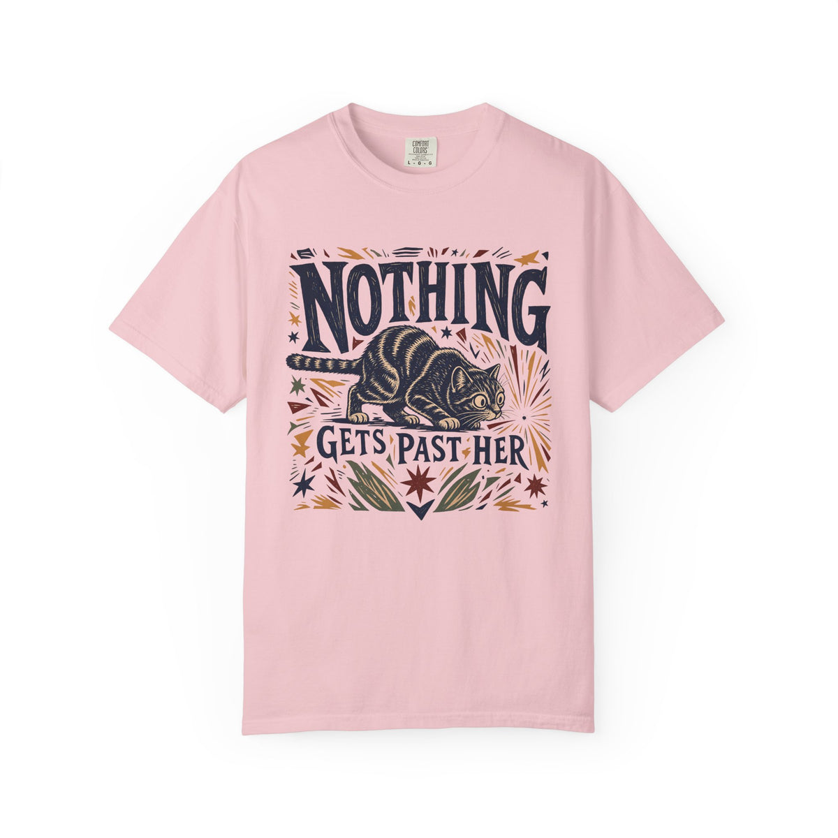 Nothing Gets Past Her Cat T-Shirt — Cute Cat Graphic Tee for Cat Lovers