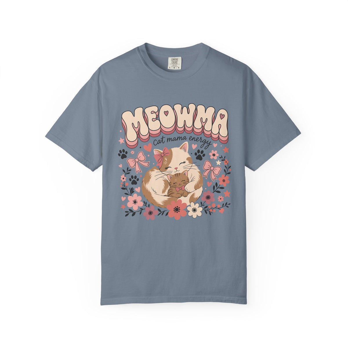 Meowma Cat Mama T-Shirt — Cute Floral Sleeping Cat Tee