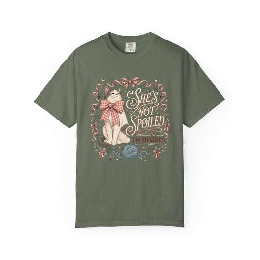 Cat Lover T-Shirt — "She’s Not Spoiled, I’m Trained" Cute Vintage Cat Graphic Tee