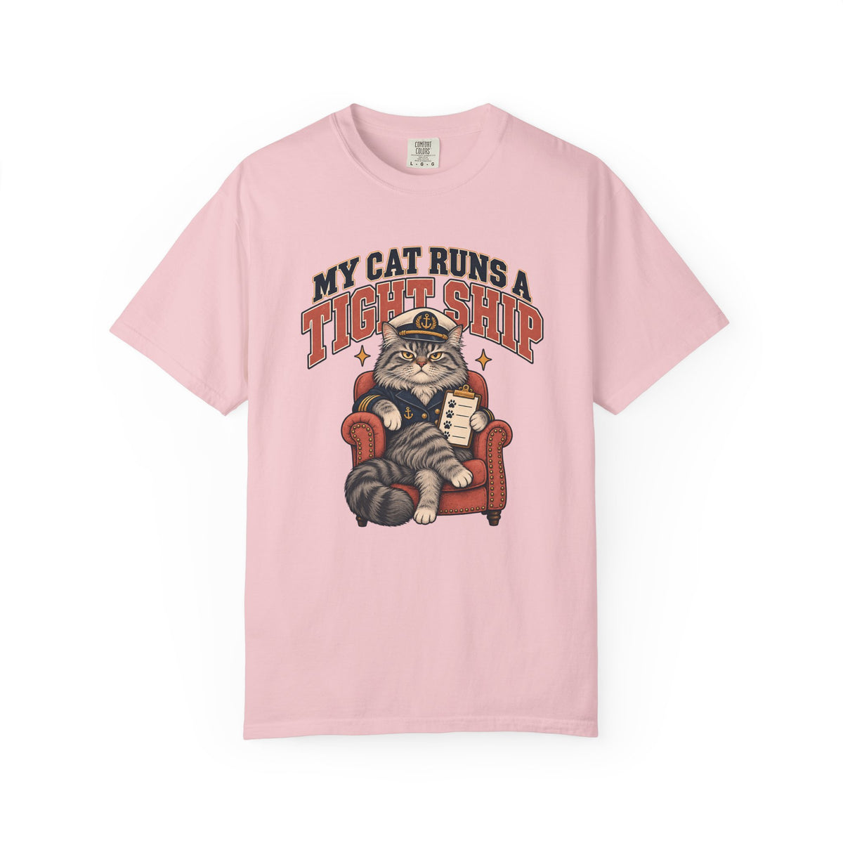 My Cat Runs a Tight Ship T-Shirt — Funny Cat Captain Graphic Tee