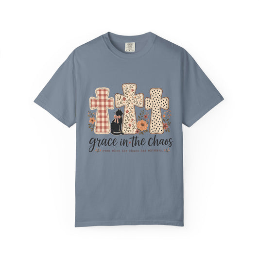 Grace in the Chaos Crosses T-Shirt — Faith-Inspired Floral Cross Tee