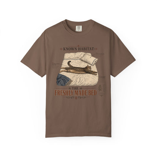 T‑Shirt — "Known Habitat: The Freshly Made Bed" Cat Illustration Tee