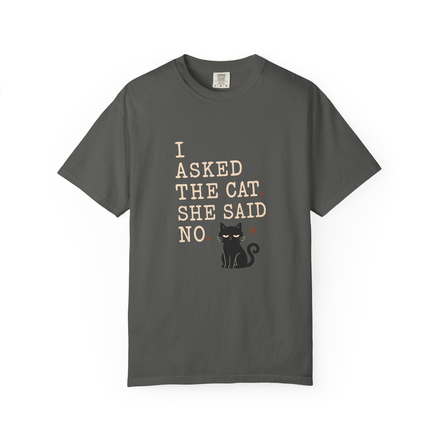 I Asked the Cat, She Said No - Cute Black Cat Graphic T-Shirt