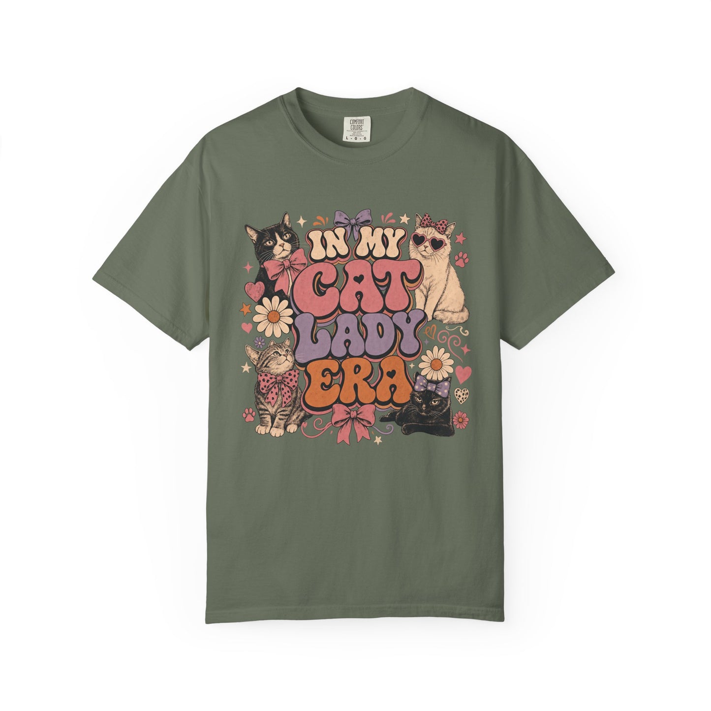 In My Cat Lady Era T-Shirt — Retro Floral Cute Cat Graphic Tee