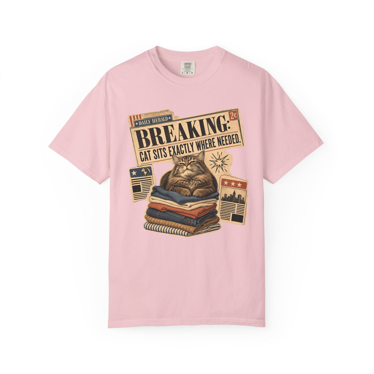Breaking: Cat Sits Exactly Where Needed T-Shirt