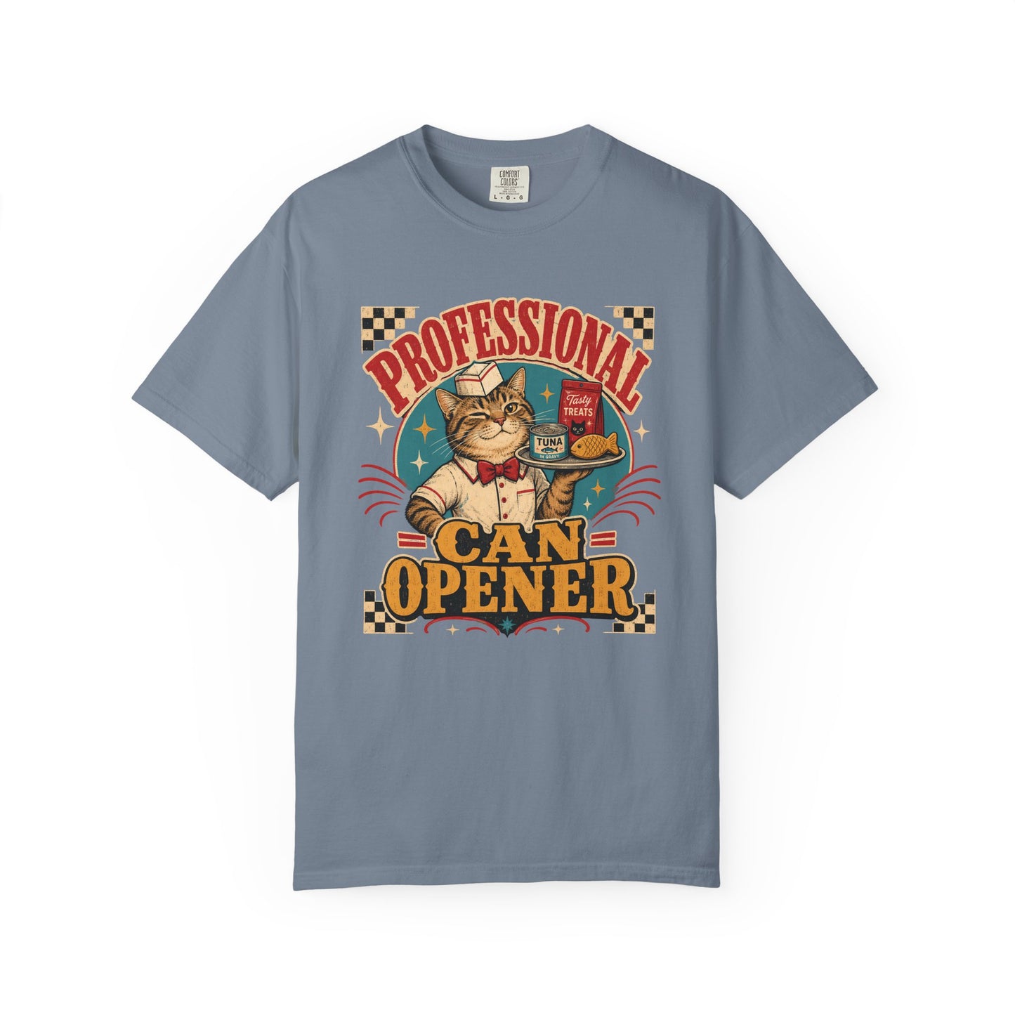 Professional Can Opener Cat T-Shirt — Retro Vintage Cat Lover Tee