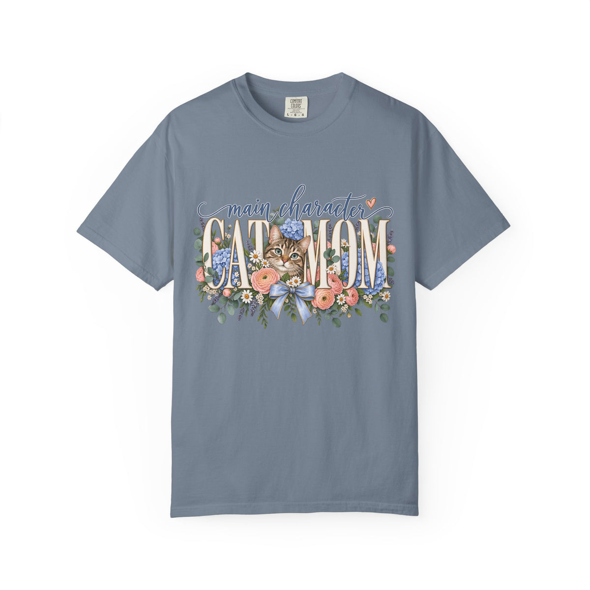 Main Character Cat Mom T-Shirt — Floral Cat 'Main Character' Graphic Tee