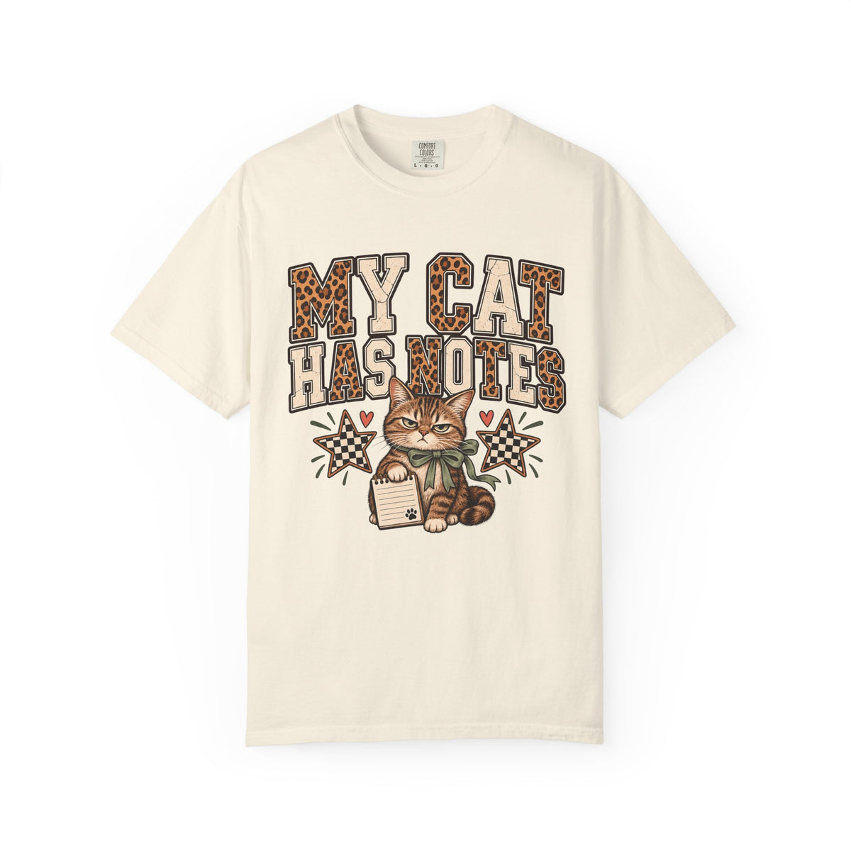 My Cat Has Notes Funny Cat T-Shirt — Leopard Print Retro Cat Graphic