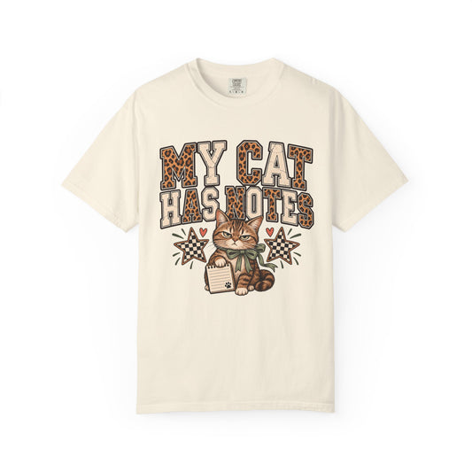 My Cat Has Notes Funny Cat T-Shirt — Leopard Print Retro Cat Graphic