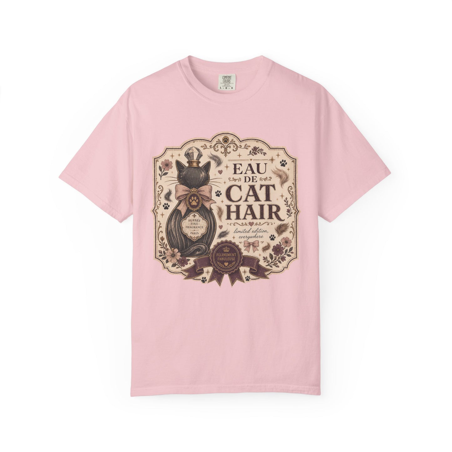 Cat Hair Perfume Vintage Tee — “Eau de Cat Hair” Graphic T-Shirt for Cat Lovers