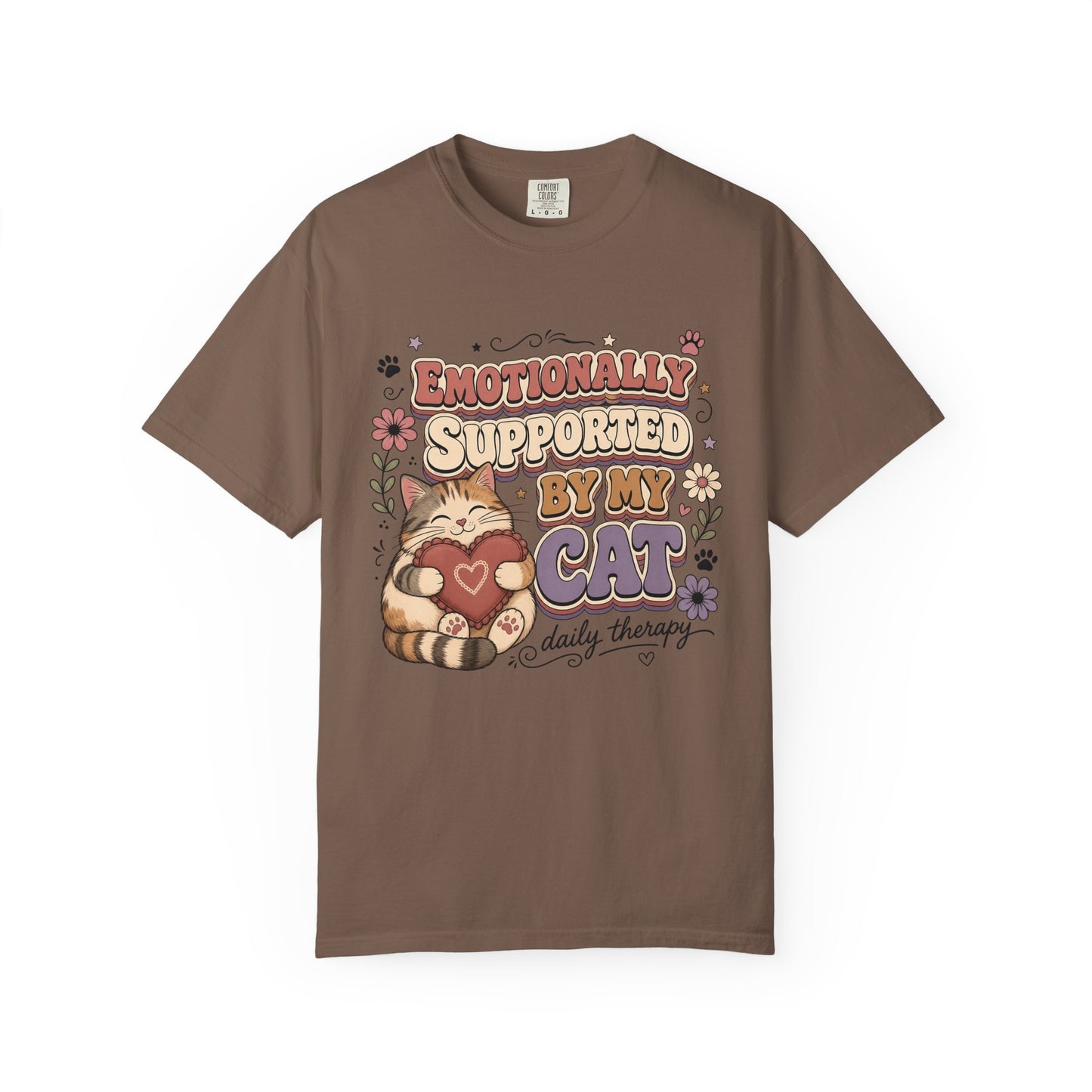 Emotionally Supported by My Cat T-Shirt — Cute Cat Daily Therapy Tee