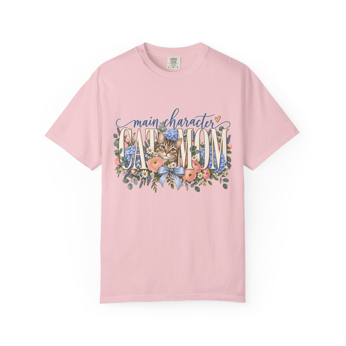 Main Character Cat Mom T-Shirt — Floral Cat 'Main Character' Graphic Tee