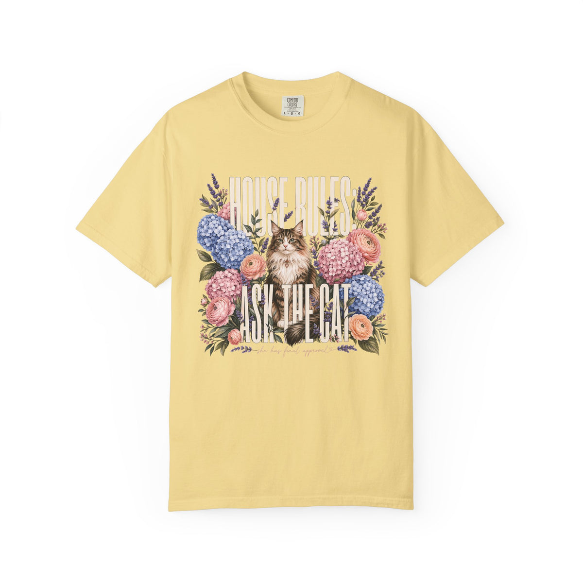 Ask The Cat Floral T-Shirt — Vintage Kitten Graphic Tee