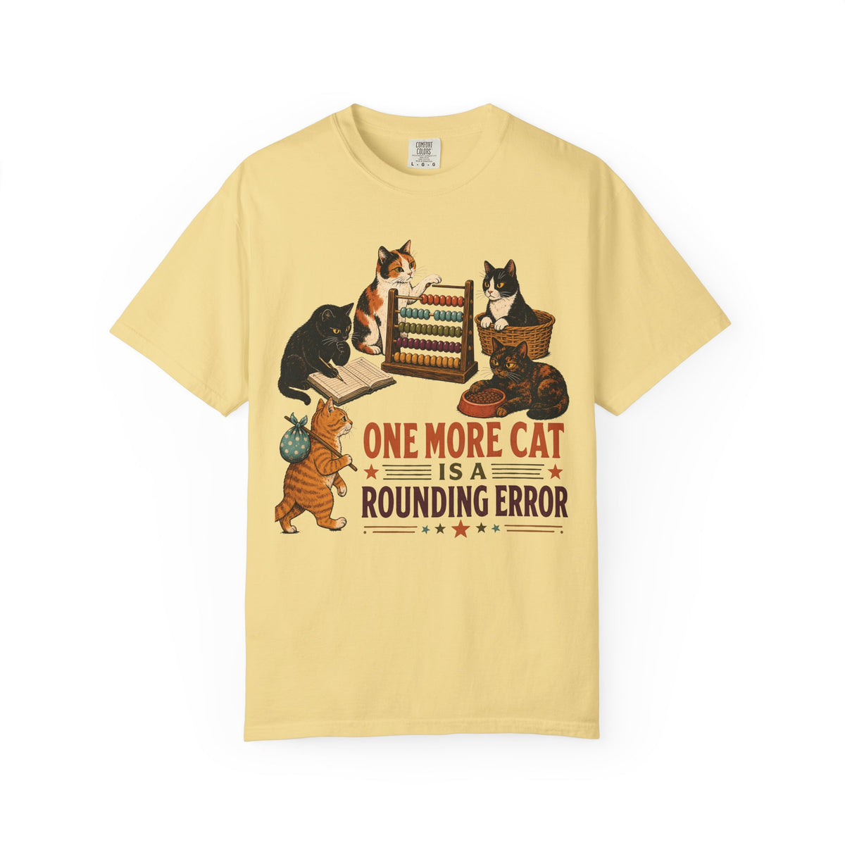 Cat Lover T-Shirt — "One More Cat Is a Rounding Error" Vintage Kittens Tee