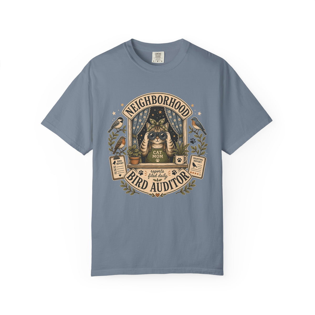 Neighborhood Bird Auditor T-Shirt — Cat Mom Birdwatcher Graphic Tee