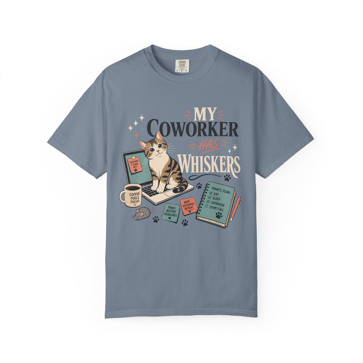 Cat Coworker T-Shirt — "My Coworker Has Whiskers" Casual Graphic Tee