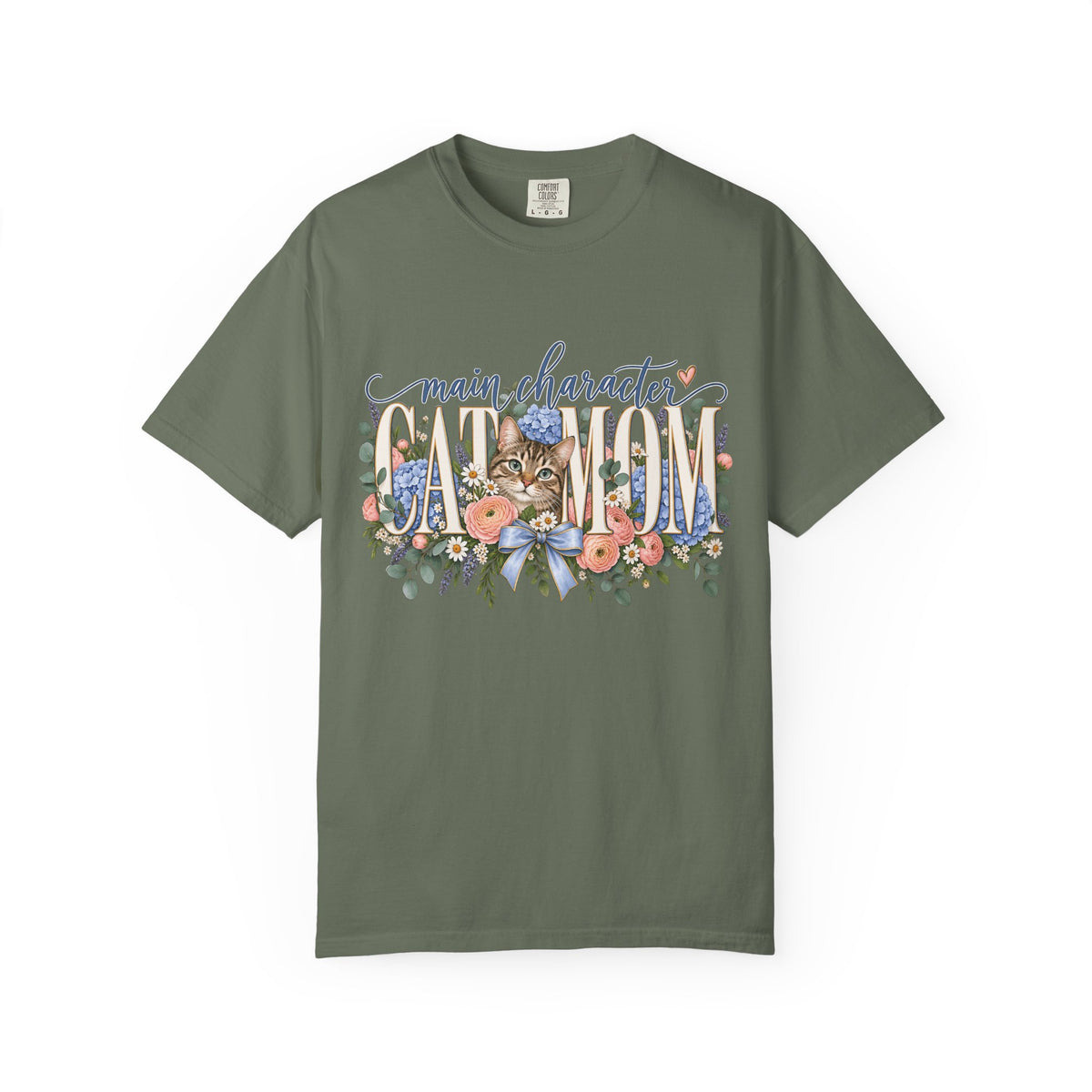 Main Character Cat Mom T-Shirt — Floral Cat 'Main Character' Graphic Tee