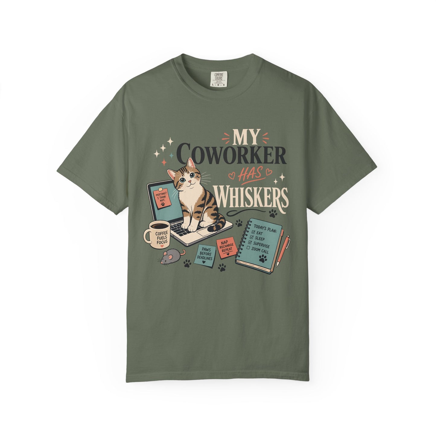 Cat Coworker T-Shirt — "My Coworker Has Whiskers" Casual Graphic Tee