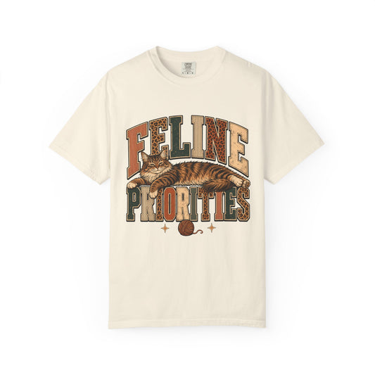 Feline Priorities T-Shirt — Vintage Cat Graphic Tee