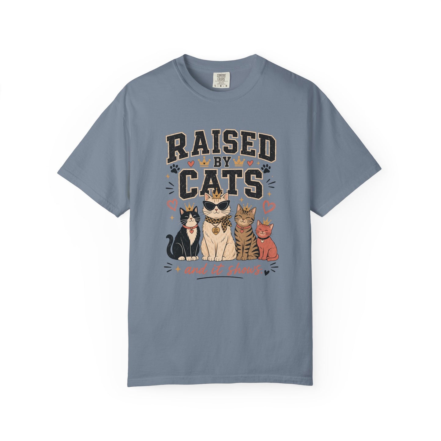 Raised By Cats T-Shirt — Cute Cat Mom Graphic Tee