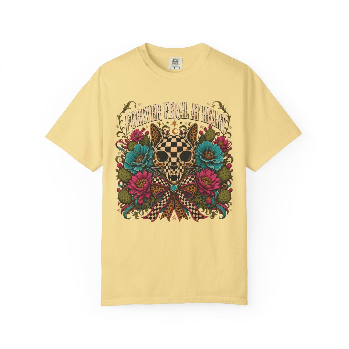 Skull & Roses Graphic T‑Shirt — 'Forever Feral' Vintage Floral Tee