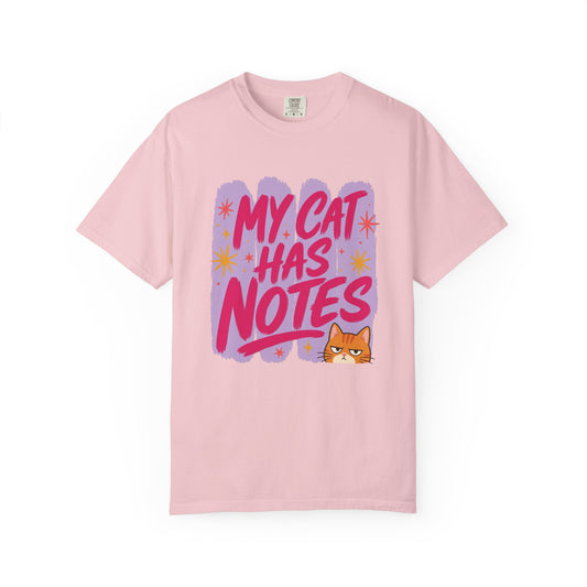 My Cat Has Notes T-Shirt — Cute Retro Cat Graphic Tee for Cat Lovers