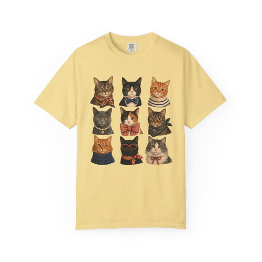 Vintage Cat Portraits T-Shirt — Cute Retro Feline Faces Tee